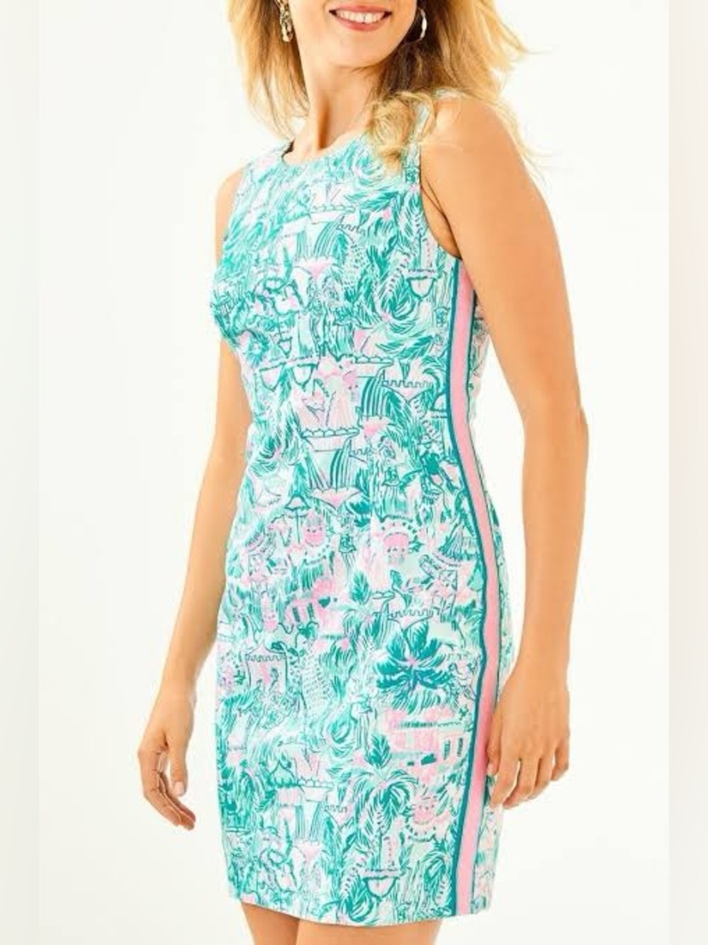Lilly Pulitzer Mila stretch shift dress in bright agate green size M